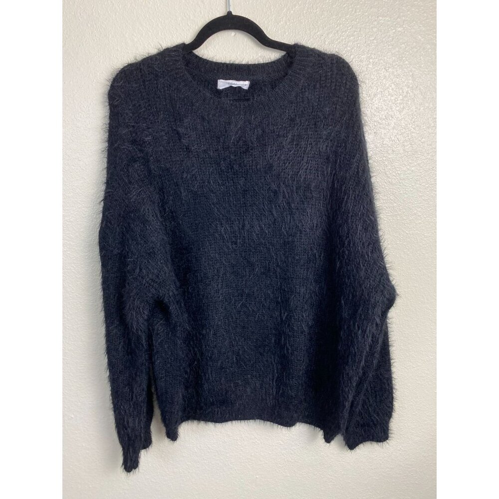 Talulah‎ Womens Black Chunky Eyelash Sweater Size Medium Cozy Soft Crewneck